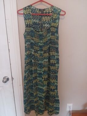 Elementz Green Teal Black Patterned Maxi Dress